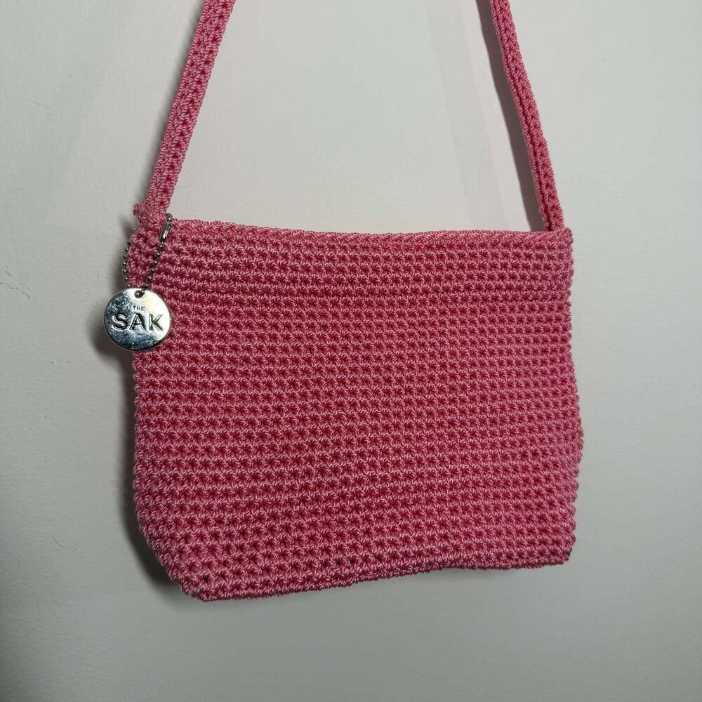 The Sak Pink Crochet Mini Shoulder Bag Y2K Boho Fairy-core - Picture 2 of 6